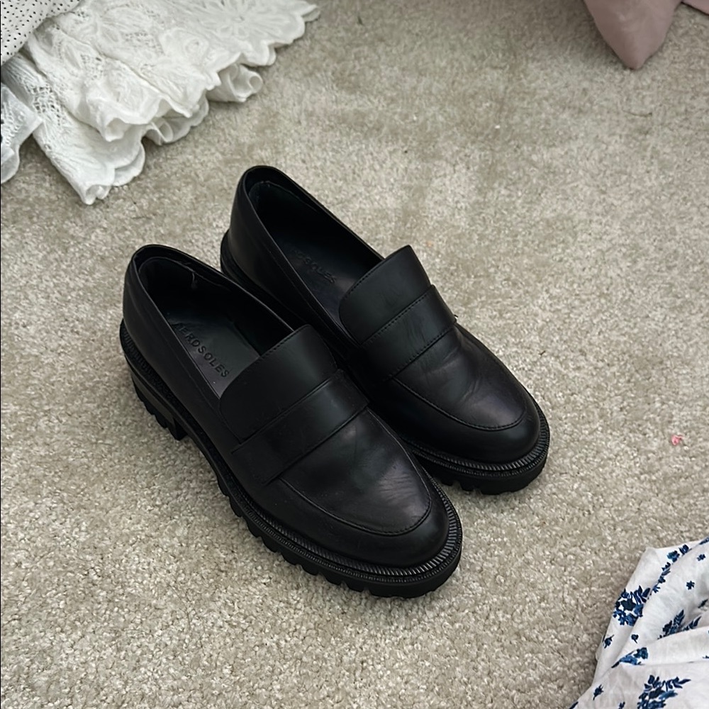 Aerosoles Black Leather Loafers